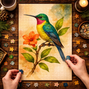 Watercolor Hummingbird Floral Jigsaw Puzzle