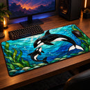 Whale Stained Glass Desk Mat