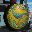 Blue Whale Stained Glass Jeep Car Spare Tire Cover