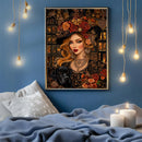 Whimsical Folk Art Depiction Of A Beautiful Chubby Flower Girl - Living Room - Canvas Wall Art - Print - Wall Decor