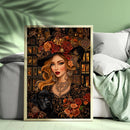 Whimsical Folk Art Depiction Of A Beautiful Chubby Flower Girl - Living Room - Canvas Wall Art - Print - Wall Decor