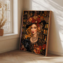 Whimsical Folk Art Depiction Of A Beautiful Chubby Flower Girl - Living Room - Canvas Wall Art - Print - Wall Decor