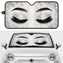 White Glitter Lashes Eyes Car Auto Sunshades