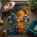 Wild Tiger Drinking Water Rectangular Area Rug