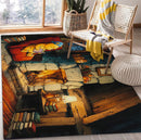 Winnie The Pooh Reading In Warm Cozy House Rectangular Area Rug