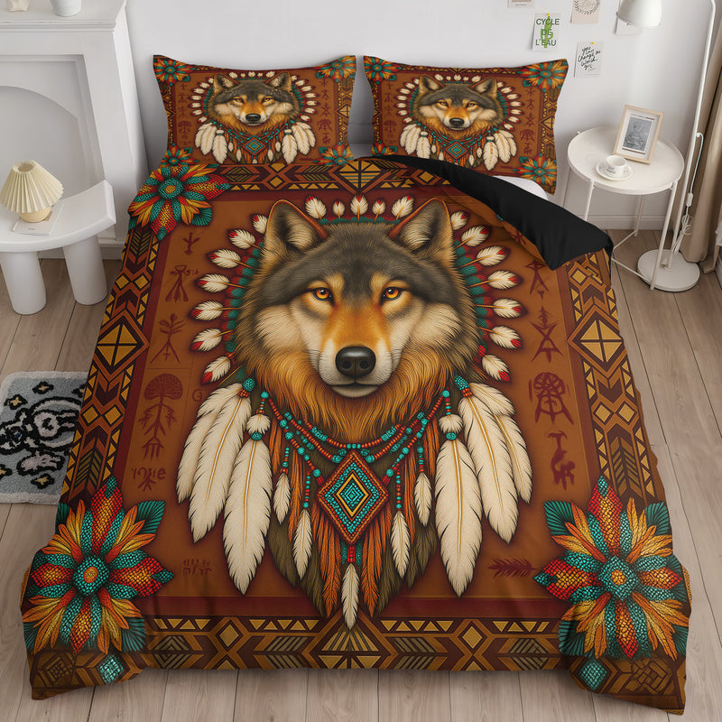 Native Wolf Aztec US Bedding Set