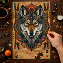 Wolf Hippie Aztec Jigsaw Puzzle
