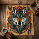 Wolf Hippie Aztec Rectangular Area Rug