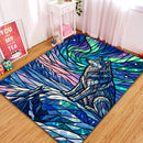 Aurora Wolf Stained Glass Rectangular Area Rug