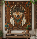Wolf Of the Four Winds Aztec Quilt Blanket