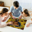 Highland Cow Sunflower Zipper Jigsaw Puzzle