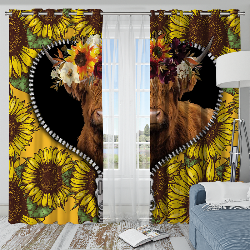 Yak Sunflower Zipper Sunflower Zipper Window Curtain