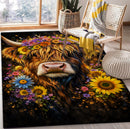 Yak Cow Floral Rectangular Area Rug