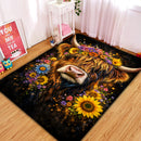 Yak Cow Floral Rectangular Area Rug