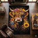 Yak Cow Floral Rectangular Area Rug
