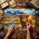 Majestic Highland Cow Landscape Jigsaw Puzzle
