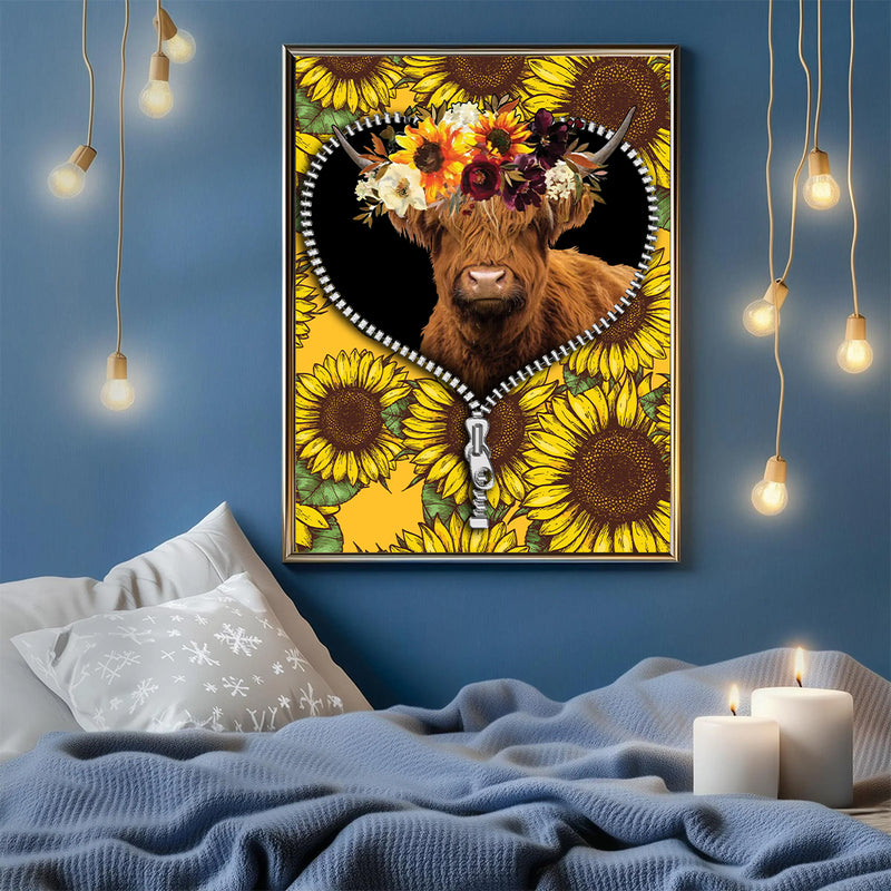 Yak Sunflower - Living Room - Canvas Wall Art - Print - Wall Decor