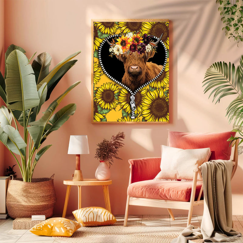 Yak Sunflower - Living Room - Canvas Wall Art - Print - Wall Decor