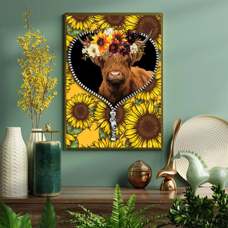 Yak Sunflower - Living Room - Canvas Wall Art - Print - Wall Decor