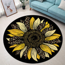 Yellow Cheetah Sunflower Round Rug