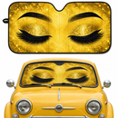 Yellow Glitter Lashes Eyes Car Auto Sunshades