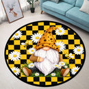 Yellow Gnome Flower Carpet Round Rug