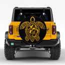Yellow Hibiscus Sea Turtle Custom Jeep Wheel Cover With Camera Hole