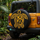 Yellow Hibiscus Sea Turtle Custom Jeep Wheel Cover With Camera Hole