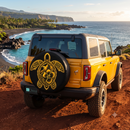 Yellow Hibiscus Sea Turtle Custom Jeep Wheel Cover With Camera Hole