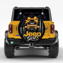 Yellow Jeep Girl American Flag Car Spare Tire Cover