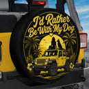 Yellow Jeep Girl And Dog Hawaii Car Spare Tire Cover