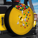 Yellow Jeep M&M Chocolate Candy Spill Car Spare Tire Cover