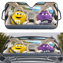Yellow & Purple M&M Chocolate Custom Car Windshield Sunshades