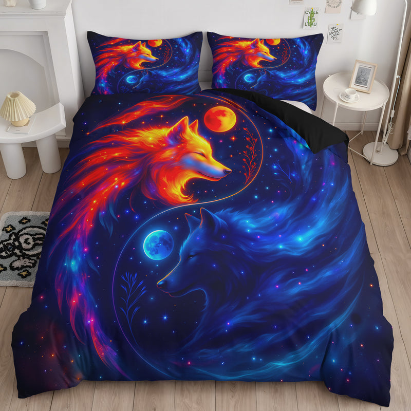 Yin And Yang Sun Moon The Celestial Wolf Bedding Set