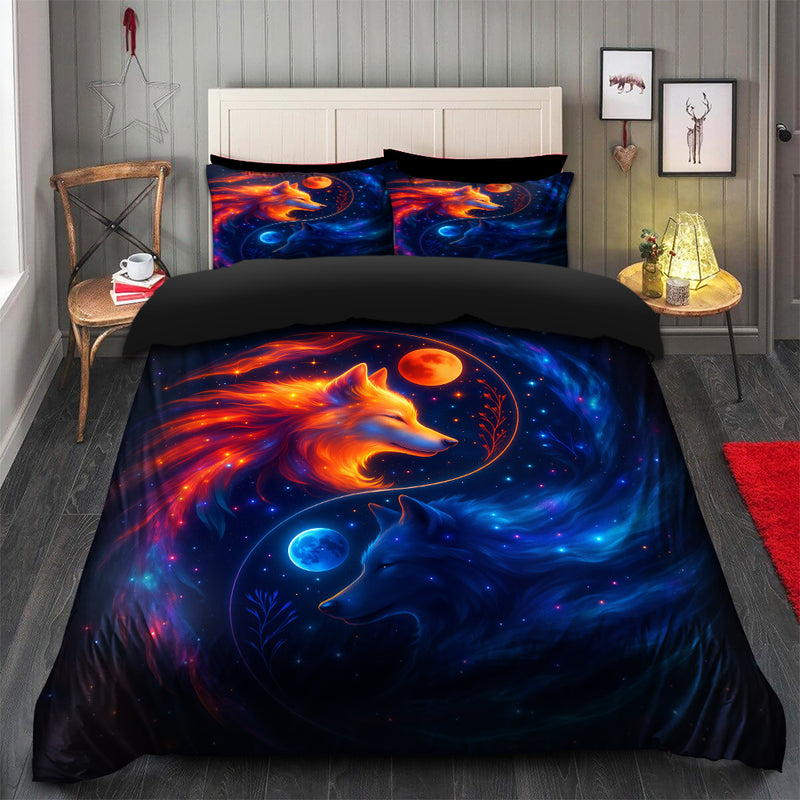 Yin And Yang Sun Moon The Celestial Wolf Bedding Set