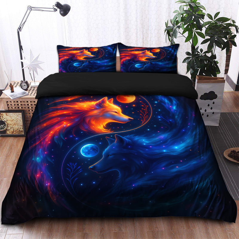 Yin And Yang Sun Moon The Celestial Wolf Bedding Set