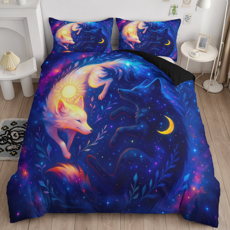 Yin And Yang Sun Moon Wolf Bedding Set