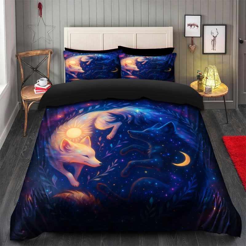 Yin And Yang Sun Moon Wolf Bedding Set