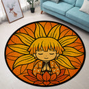 Yoga Meditation Mandala Agatsuma Zenitsu Demon Stained Glass Round Rug