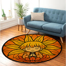 Yoga Meditation Mandala Agatsuma Zenitsu Demon Stained Glass Round Rug