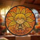 Yoga Meditation Mandala Agatsuma Zenitsu Demon Stained Glass Suncatcher