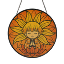 Yoga Meditation Mandala Agatsuma Zenitsu Demon Stained Glass Suncatcher