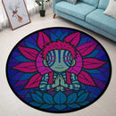 Yoga Meditation Mandala Akaza Demon Stained Glass Round Rug