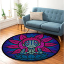 Yoga Meditation Mandala Akaza Demon Stained Glass Round Rug