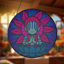Yoga Meditation Mandala Akaza Demon Stained Glass Suncatcher