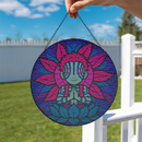 Yoga Meditation Mandala Akaza Demon Stained Glass Suncatcher