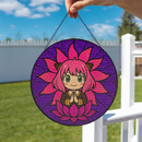 Yoga Meditation Mandala Anya Forger Spy X Family Stained Glass Suncatcher
