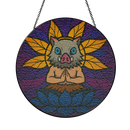 Yoga Meditation Mandala Inosuke Hashibira Demon Slayer Stained Glass Suncatcher