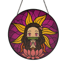 Yoga Meditation Mandala Kamado Nezuko Demon Slayer Stained Glass Suncatcher