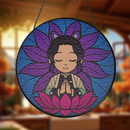 Yoga Meditation Mandala Kocho Shinobu Demon Slayer Stained Glass Suncatcher